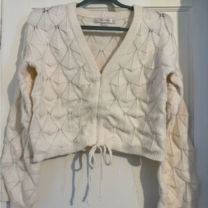 Anthropologie Cream Textured Cardigan